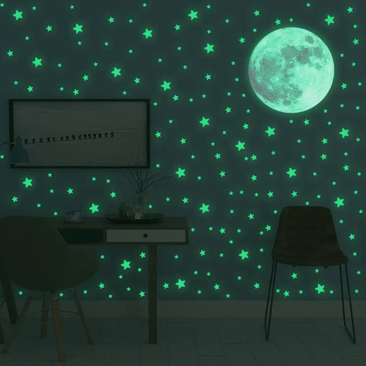 Glow in the Dark Moon & Stars Wall Decals – Kids Room Glow Wall Decals Oasis Select
