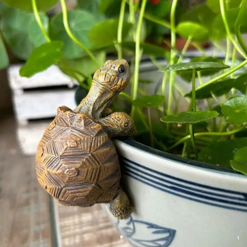 Resin Hanging Turtle Statue | Plant Pot Hanger & Garden Decor