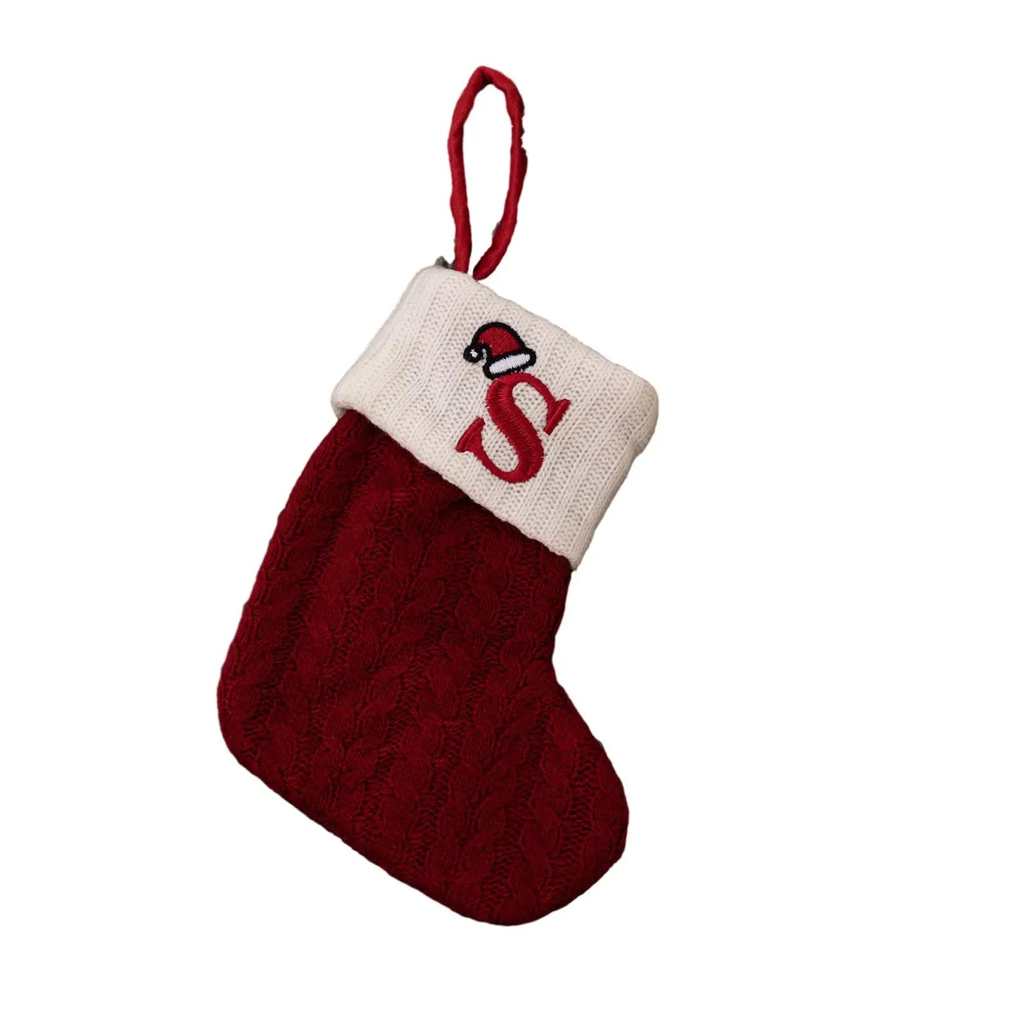 Knitted Christmas Stocking Ornament – Snowflake & Alphabet