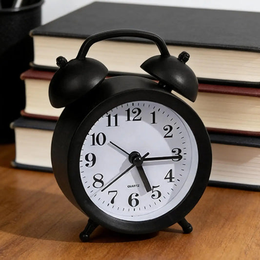 Retro Double Bell Silent Analog Alarm Clock – Desk & Bedside Analog Alarm Clock Oasis Select