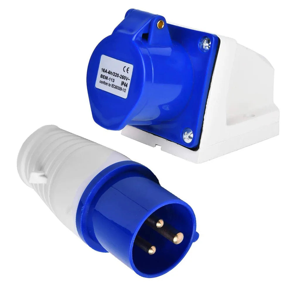 16 Amp 3 Pin Ndustrial Waterproof Socket Wall Mounted 220-250V IP44