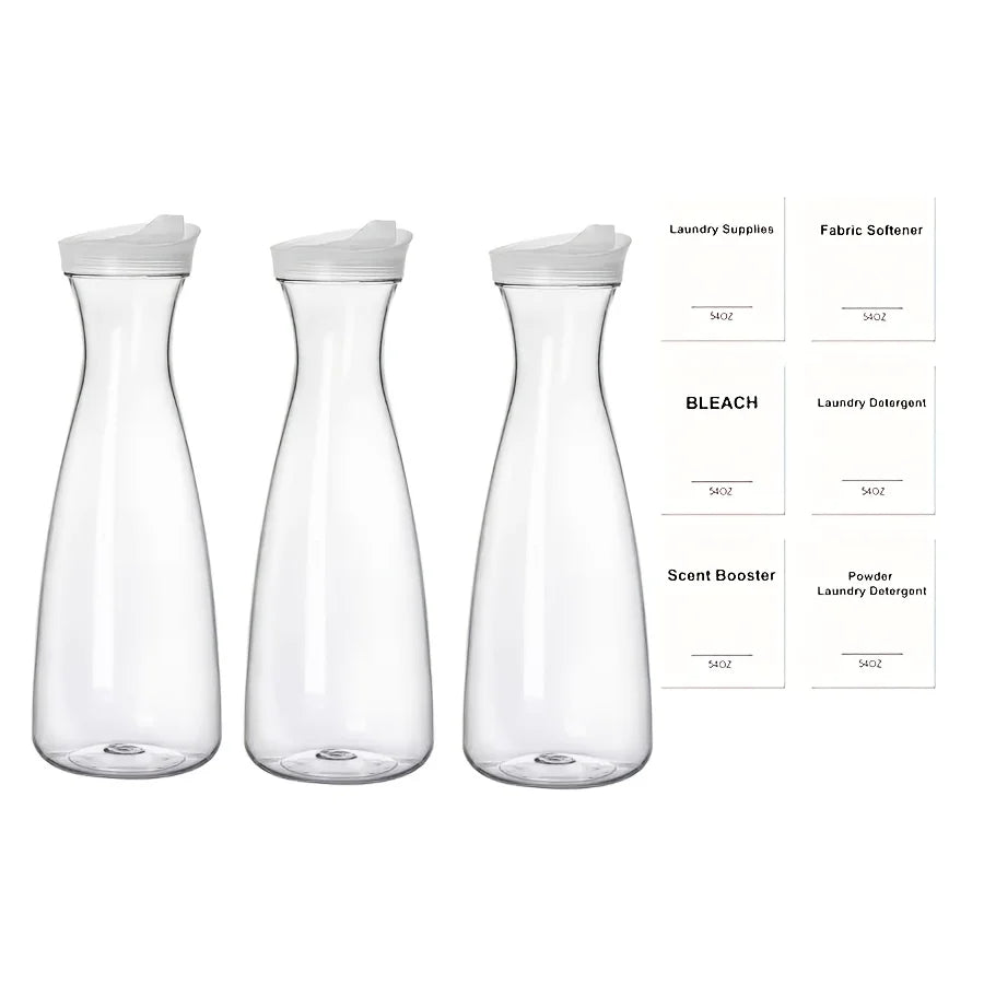 Clear Laundry Detergent Dispenser Container – 54 oz Liquid Soap Organizer (2 or 3 Pack)