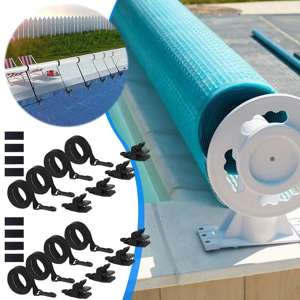 24Pcs Pool Solar Cover Straps, Clips & Fasteners Kit Peaceful Pleasures Health and Wellness