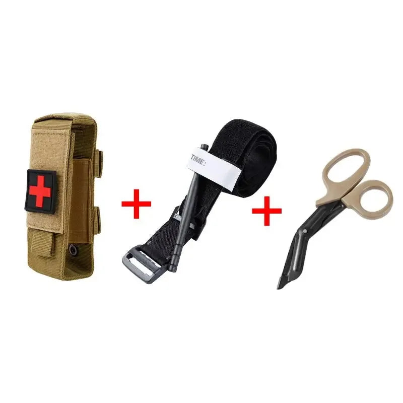 Outdoor Camping Exploration Military Tourniquet Outdoor Survival Tactical Combat Tourniquets Spinning Medical Emergency Belt Peaceful Pleasures Health and Wellness Khaki suit