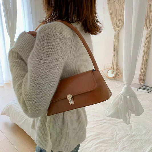 Khaki PU Leather Shoulder Bag – Women's Casual Tote Purse Shoulder Tote Bag Oasis Select