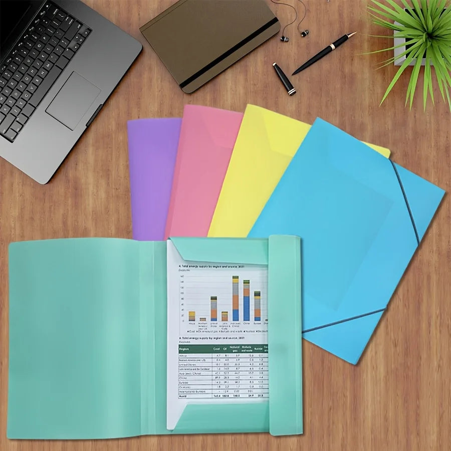 5pcs A4 Project Binder Elastic File Bags | Frosted Cover