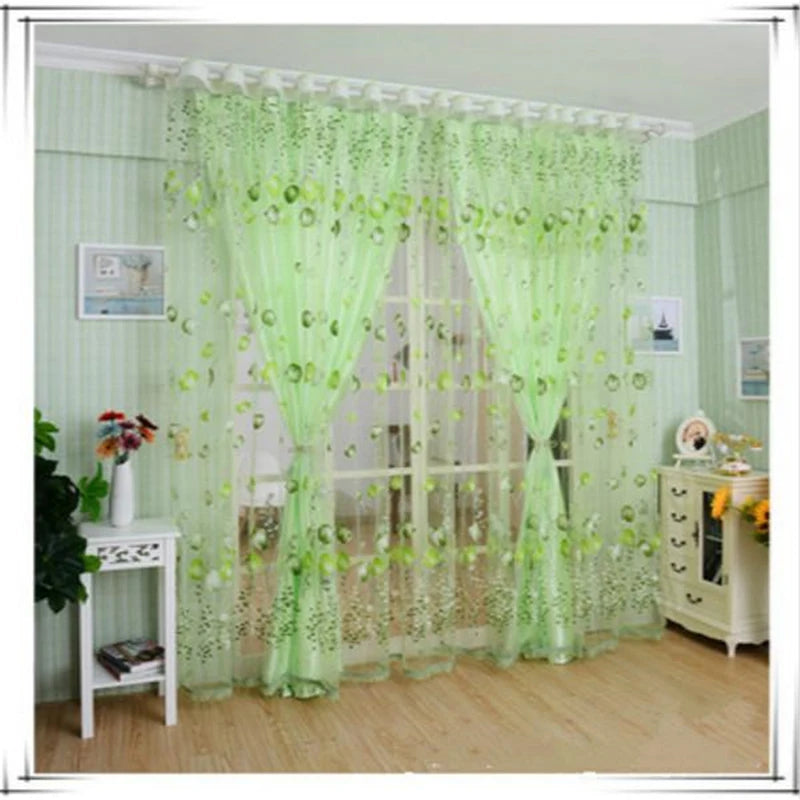 Tulle Curtains Modern Simplicity Living Room Children's Bedroom Kitchen Soft Comfortable Fabric Transmitting Window Curtains Peaceful Pleasures Health and Wellness green