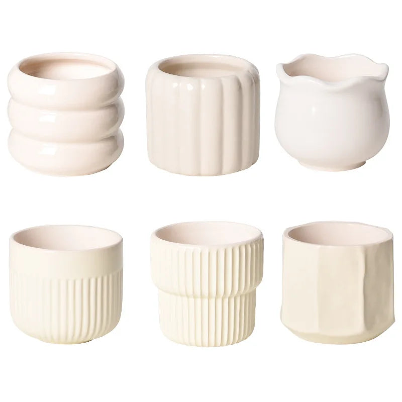 Ceramic Self-Watering Succulent Planter | White Minimalist Pot