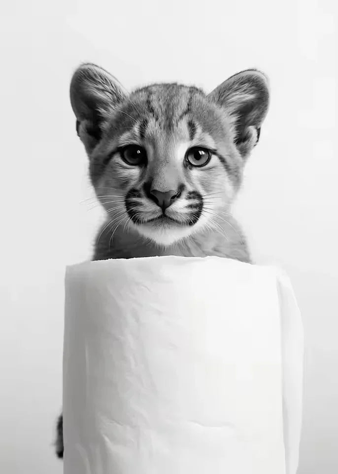 Funny Otter Toilet Paper Canvas Wall Art | Bathroom Poster