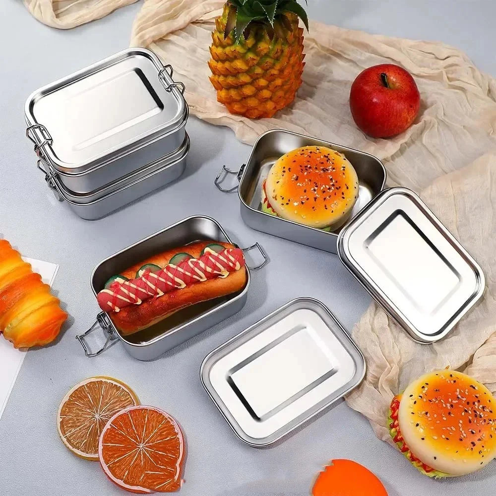 Stainless Steel Bento Box Metal Lunch Box Food Storage Containers with Lockable Clips Lunch Snack Boxes for Work,School Peaceful Pleasures Health and Wellness