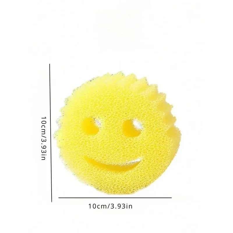 2/4PCS smiling face Dishwashing Sponge Cloth Strong Scouring Pad Kitchen Bathroom Miracle Sponge Stain Odor Resistant Migic Wipe Peaceful Pleasures Health and Wellness