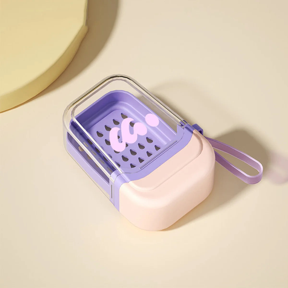 1PCS﻿ Portable Soap Box Leakproof Household Bathroom Drain Tray Bathroom Transparent Soap Box for Outdoor Camping Traveling Peaceful Pleasures Health and Wellness Purple pink