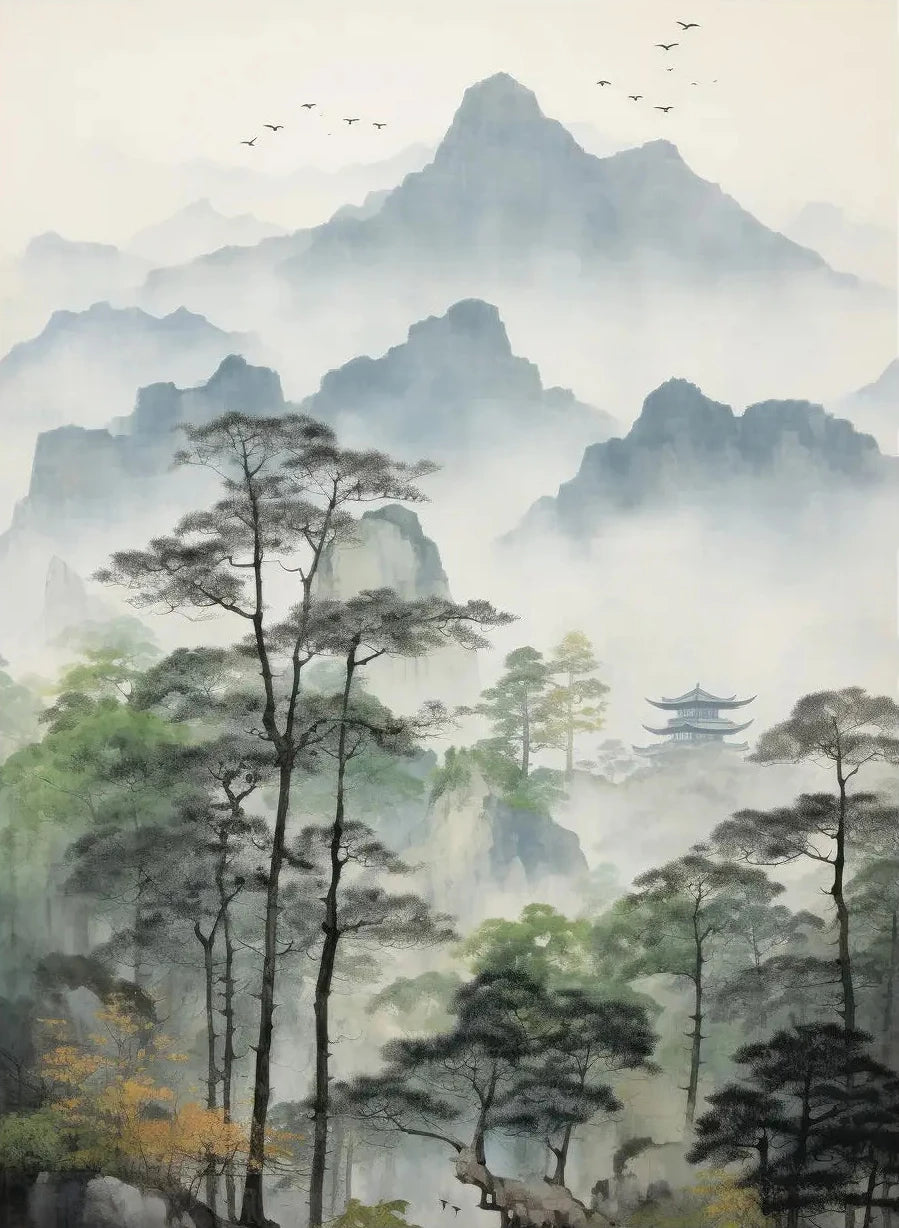 Modern Chinese Minimalist Zen Zen Peaceful Landscape Art Poster Canvas Printing Living Room Bedroom Home Decoration Frameless Peaceful Pleasures Health and Wellness 3 40x50cm Unframed