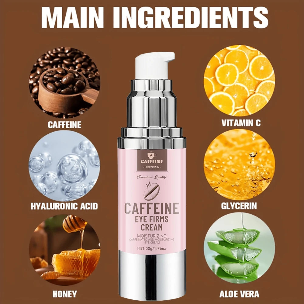 HISENRAIN Under Eye Cream with Caffeine, Vacuum Pump Anti-Aging Firm & Lift Dark Circles Puffiness, Professional Eye Treatment. Peaceful Pleasures Health and Wellness