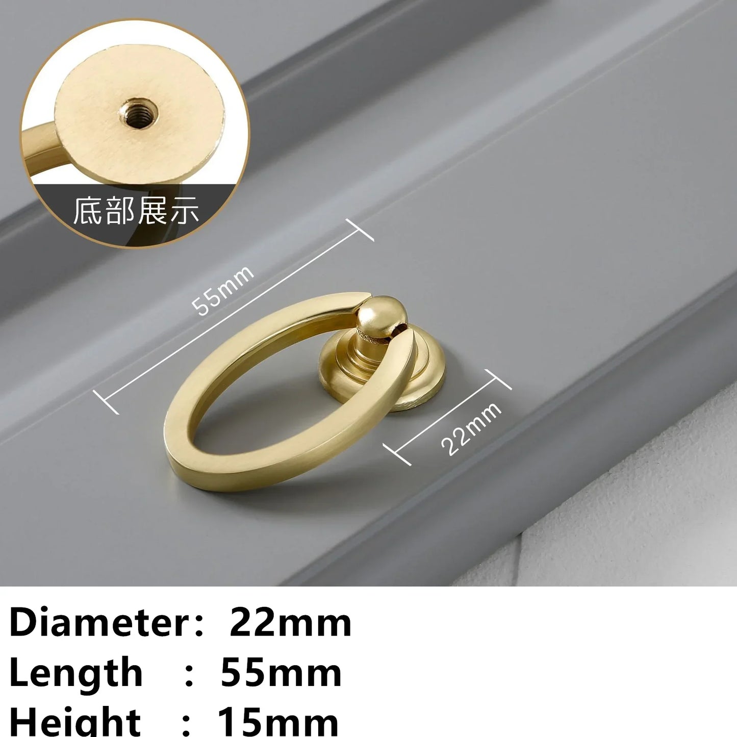 Golden Ring Cabinet Knob – Single Hole Zinc Alloy Drawer Handle