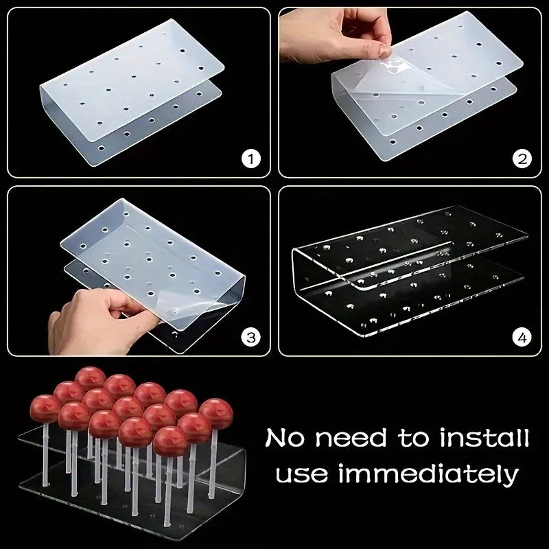 15-Hole Clear Acrylic Cake Pop Stand | Lollipop Display Holder