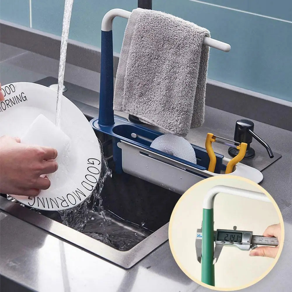 Kitchen Sink Drain Rack Telescopic Sink Shelf Sinks Organizer Soap Sponge Holder Storage Basket Kitchen Gadgets Accessories Tool Peaceful Pleasures Health and Wellness