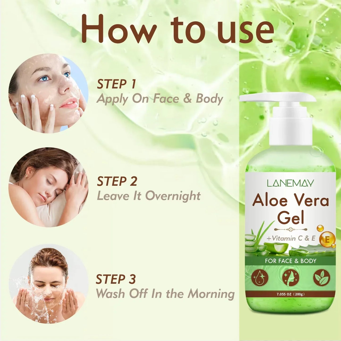 2-Pack Vitamin C & E Aloe Vera Gel – Face & Body Moisturizer