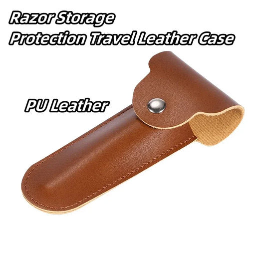 PU Leather Safety Razor Travel Case | DE Razor Holder Razor Travel Case Peaceful Pleasures Health and Wellness