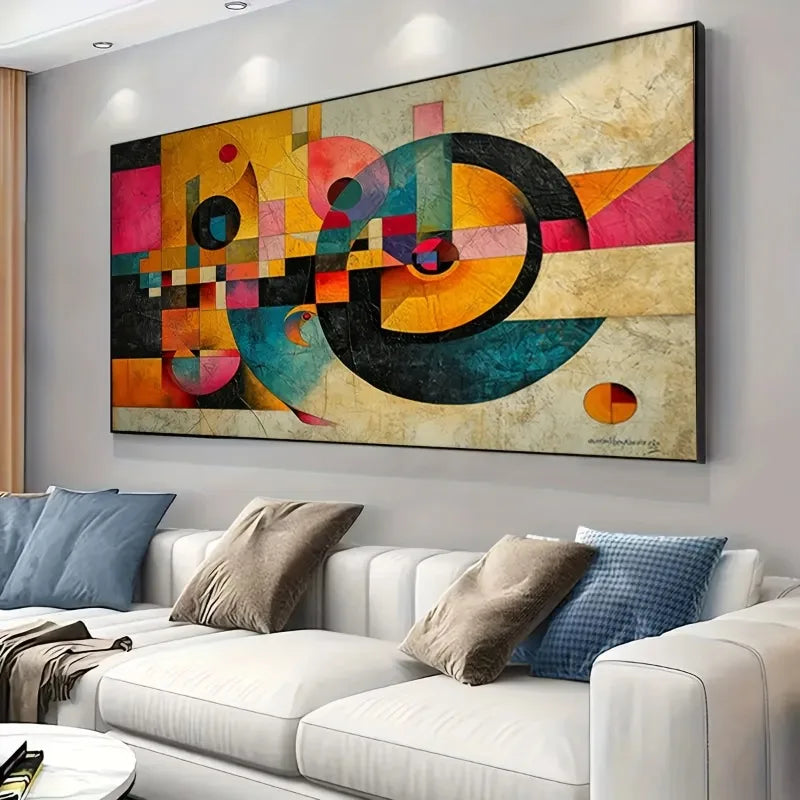 Large Abstract Geometric Canvas Wall Art | Frameless Modern Decor Abstract Canvas Print Peaceful Pleasures Health and Wellness
