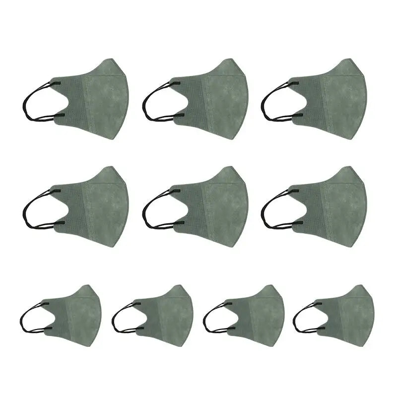 10/100Pcs Outdoor Disposable 3D Stereoscopic Face Masks Men and Women Unisex Solid Color Breathable Anti Dust Mask Peaceful Pleasures Health and Wellness Green