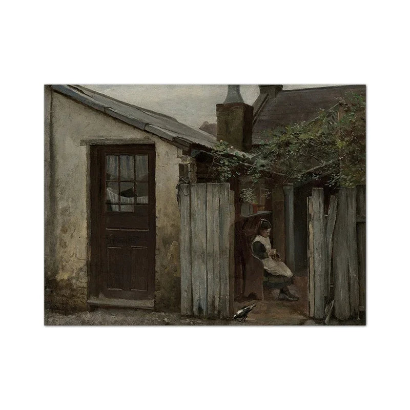 Vintage Rustic Landscape Canvas Wall Art | Moody Cloud Print