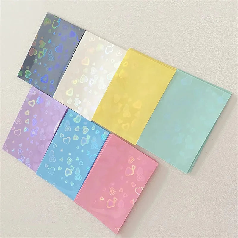 50Pcs/Pack Holographic Heart Kpop Photocard Sleeves Double Layer Matte Card Protector for Photo Cards Album Collectibles Peaceful Pleasures Health and Wellness