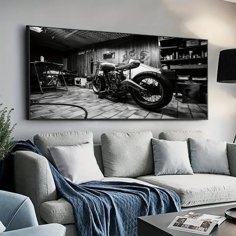 Motorcycle Canvas Wall Art Print | Unframed Modern Poster Canvas Wall Art Peaceful Pleasures Health and Wellness