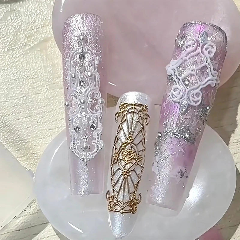 Nail Mold Silicone Retro Pattern Nail Art Decorations Baroque Style Relief Design Nail Art Template Stereoscopic Manicure Tools Peaceful Pleasures Health and Wellness