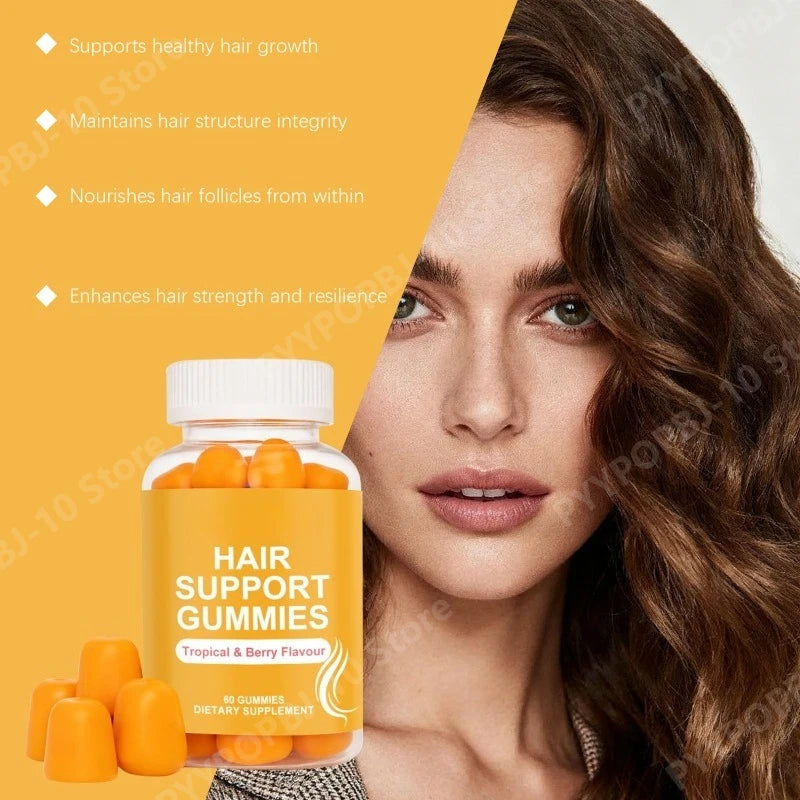 Hair Support Gummies – Biotin, Zinc, Collagen & Vitamin C | 60ct