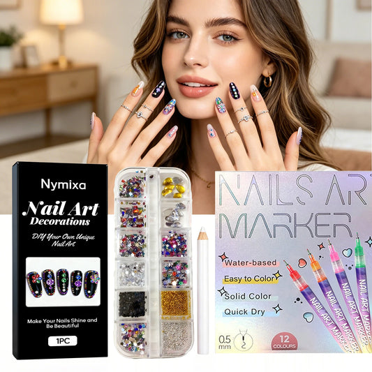 Glitter Art Rhinestone Colorful Popular DIY Nail Decorations Home DIY Nail Art Create Nails Jewelry Diamond Rhinestones 12 Grids Peaceful Pleasures Health and Wellness