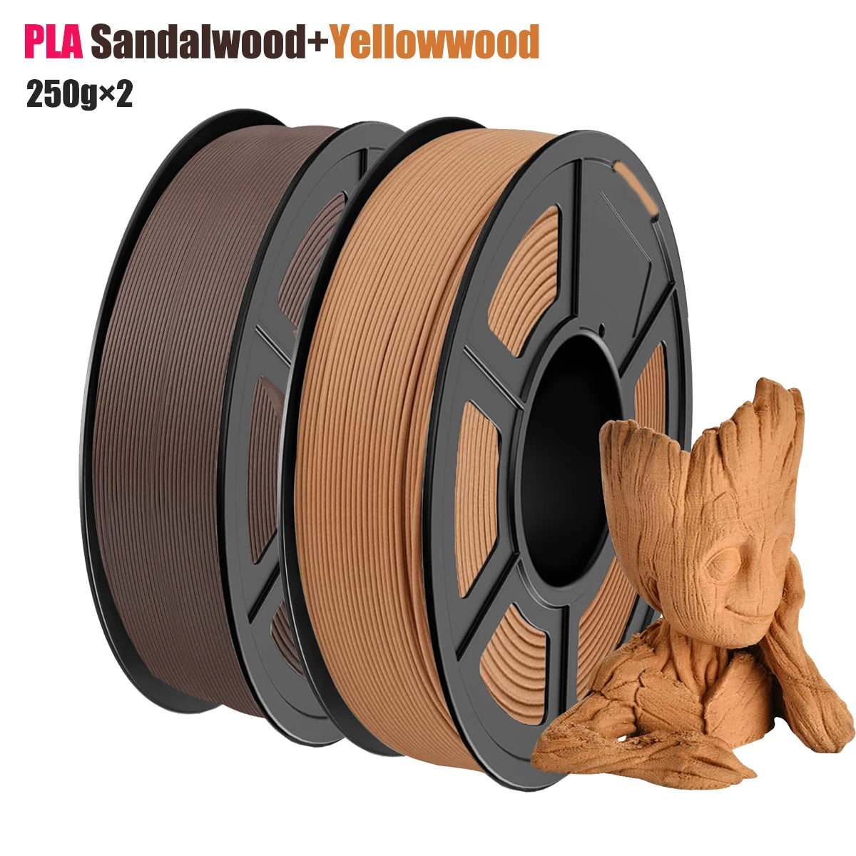 PLA+ Wood Filament 1.75mm ±0.02mm | 250g–1000g Spool
