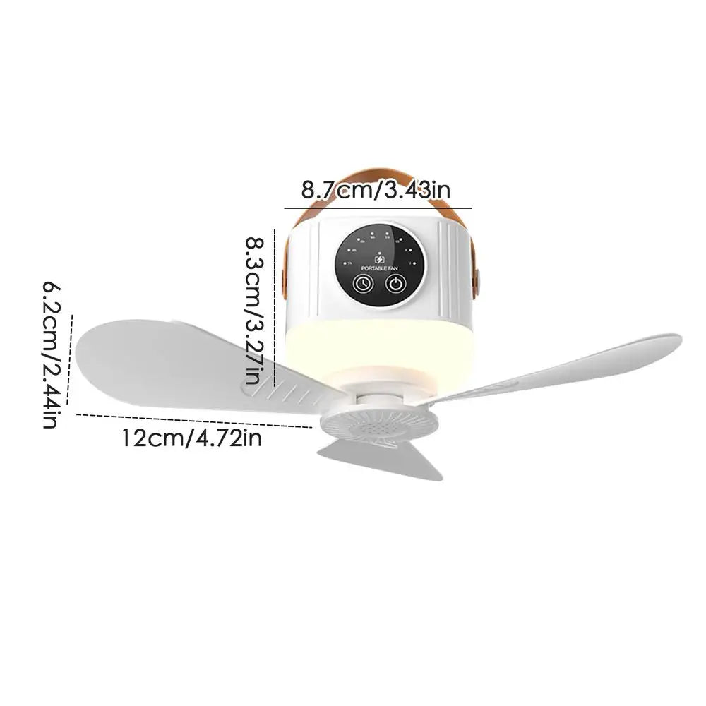 Portable Ceiling Fan with Light & Remote | 3600mAh USB