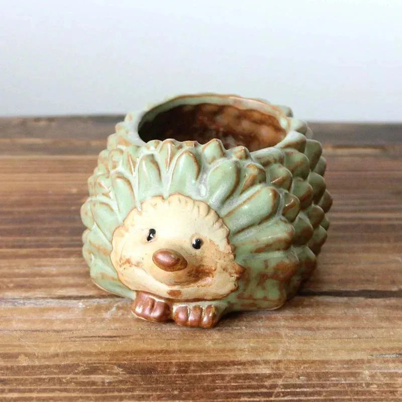 Hedgehog Ceramic Planter | Kiln Glaze Succulent & Bonsai Pot