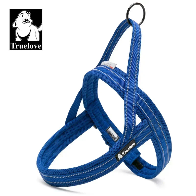 Truelove Soft Mesh Padded Nylon Dog Harness Vest 3M Reflective Security Dog Collar Easy Put on Pet Harness Pull-resistan TLH5811 Peaceful Pleasures Health and Wellness royal blue XXXS