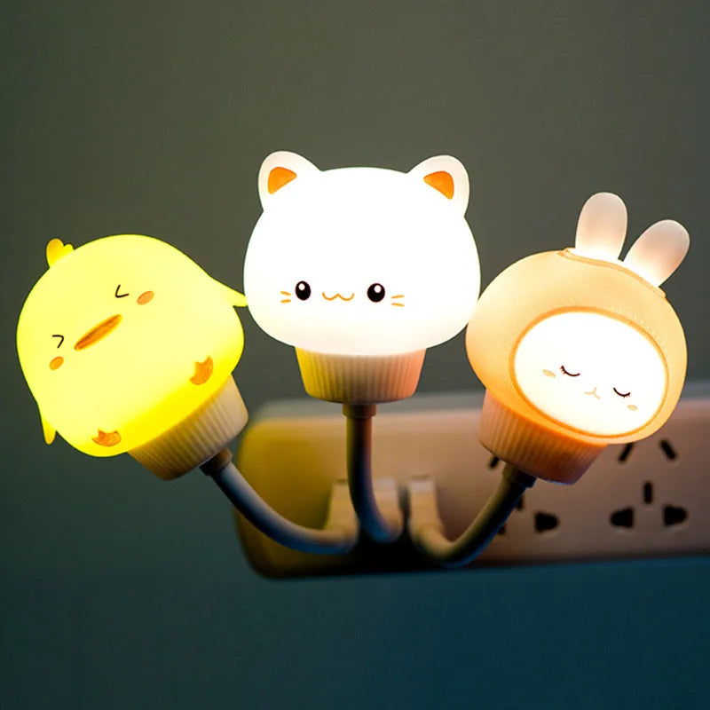 USB Night Light LED Cute Cartoon Night Lamp Bear Chick Kitten for Baby Kid Bedroom Decoration Bedside Lamp Peaceful Pleasures Health and Wellness