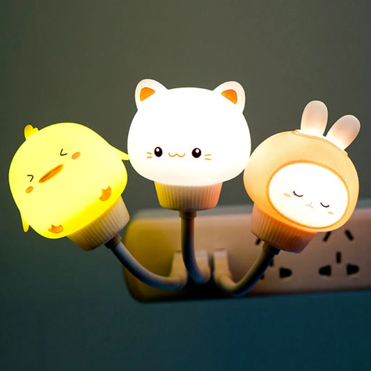 USB Night Light LED Voice Control Cute Cartoon Night Lamp Bear Kitten Remote Control for Baby Kid Bedroom Decor Bedside Lamp Peaceful Pleasures Health and Wellness