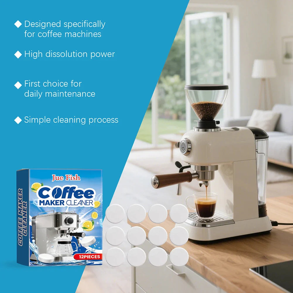Coffee Machine Descaler Tablets – Universal Deep Cleaner 12-Pack