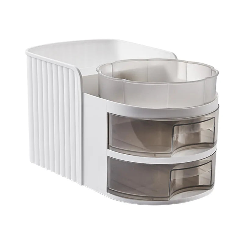 Large Capacity Cosmetic Organizer with Drawers Top Shelf Clear View Makeup Storage Box Desktop Dustproof Skincare Display Case Peaceful Pleasures Health and Wellness