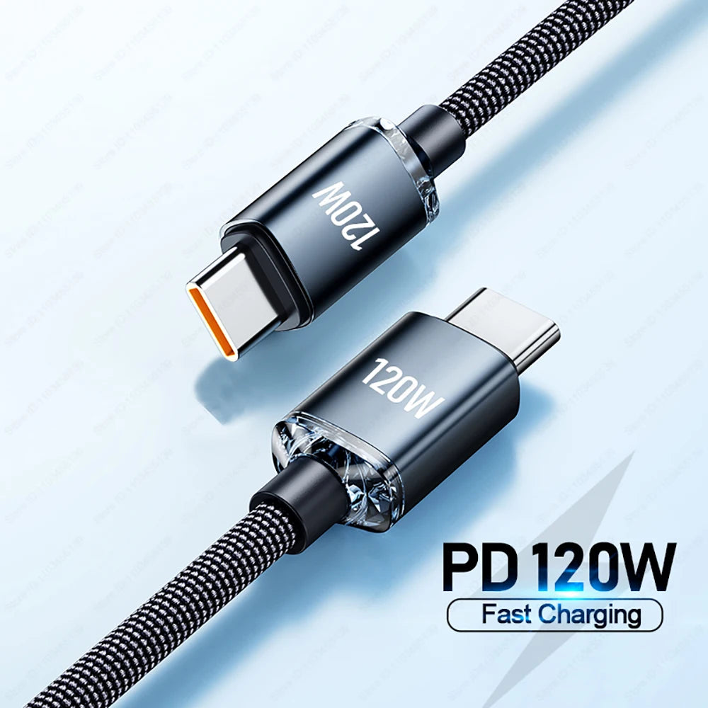 120W USB-C to USB-C Fast Charging Cable | 6A Nylon Braided Peaceful Pleasures Health and Wellness