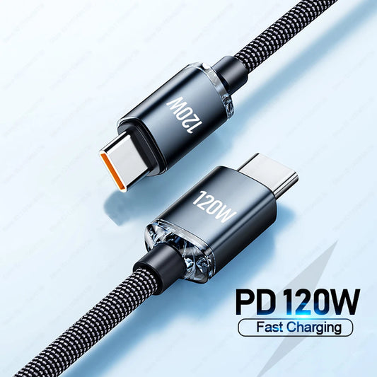 120W USB-C to USB-C Fast Charging Cable | 6A Nylon Braided Peaceful Pleasures Health and Wellness