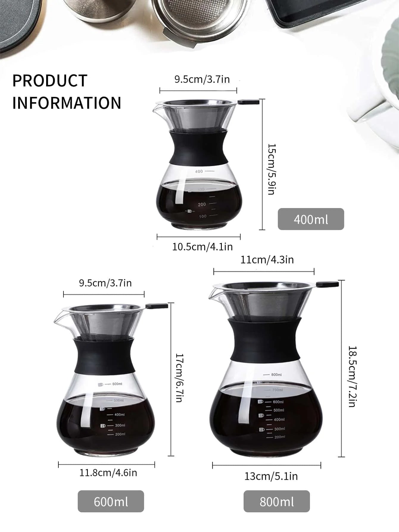Pour Over Coffee Brewer with Stainless Steel Coffee Filter, Dripper Coffee Maker Pour Over with Thermal Insulating Peaceful Pleasures Health and Wellness
