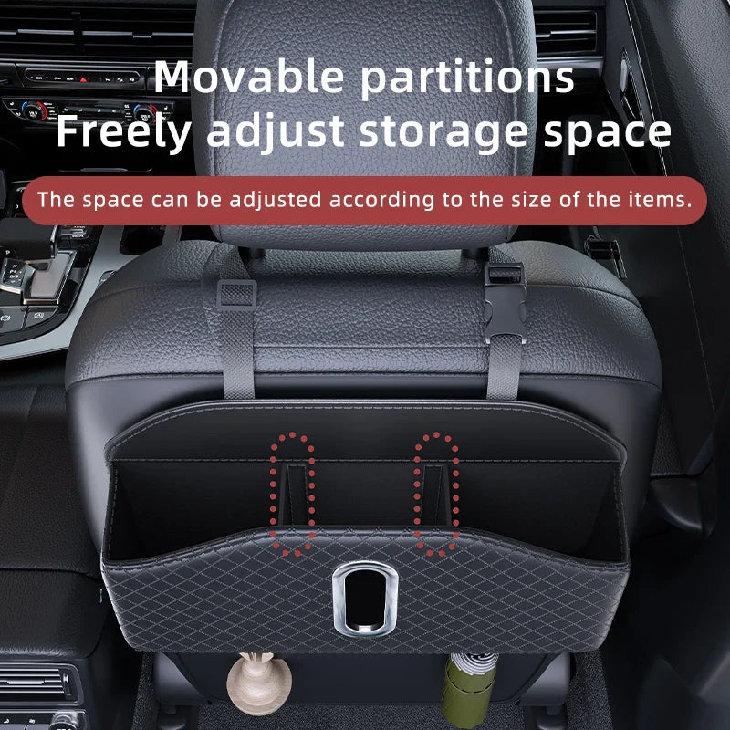 PU Leather Car Seat Back Organizer with Tissue Holder