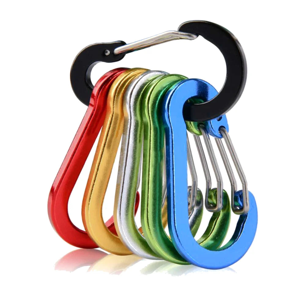 6/12Pcs Aluminum Alloy Carabiner Keychain Outdoor Camping Climbing Hiking Snap Clip Lock Buckle Hook Fishing Accessories Peaceful Pleasures Health and Wellness Chromatic 6PCS