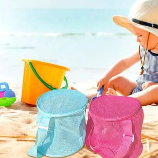 Foldable Mesh Beach Bag | Shell & Toy Storage for Kids Mesh Beach Bag Peaceful Pleasures Health and Wellness