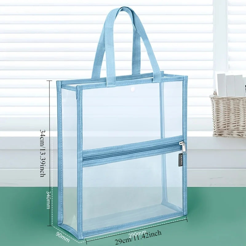 Transparent A4 File Bag Waterproof Zipper Document Organizer