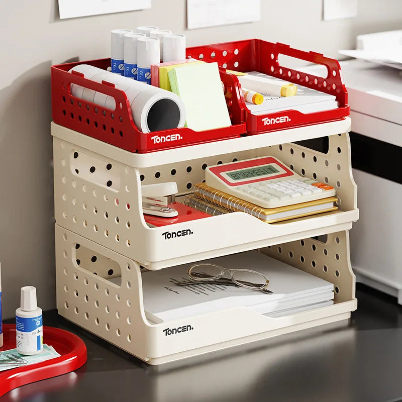 Foldable Desktop Organizer – Multi-Layer File & Book Storage