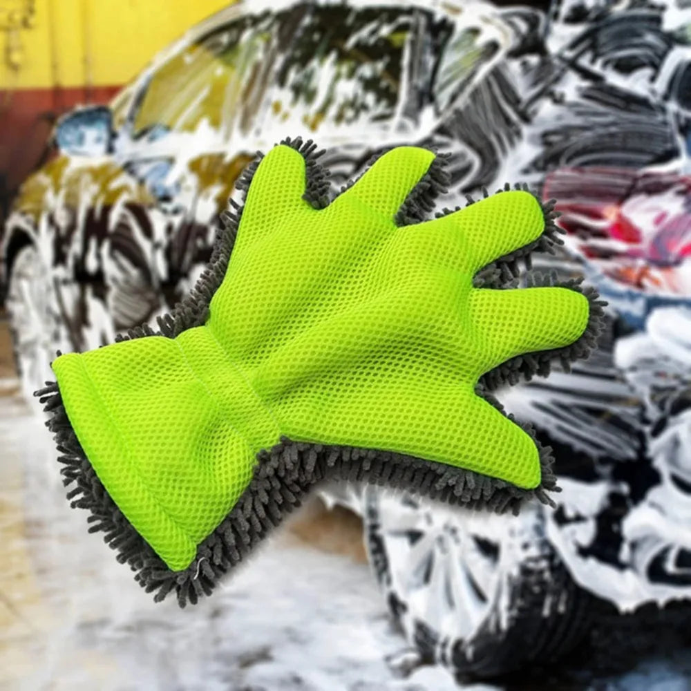 Premium 5-Finger Car Washing Gloves - Soft Microfiber Mitts for Effective Cleaning & Drying of Cars & Motorcycles Cleaning Peaceful Pleasures Health and Wellness