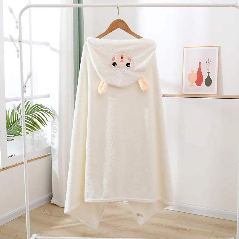 Kids Hooded Bath Towel | Coral Fleece Toddler Bathrobe