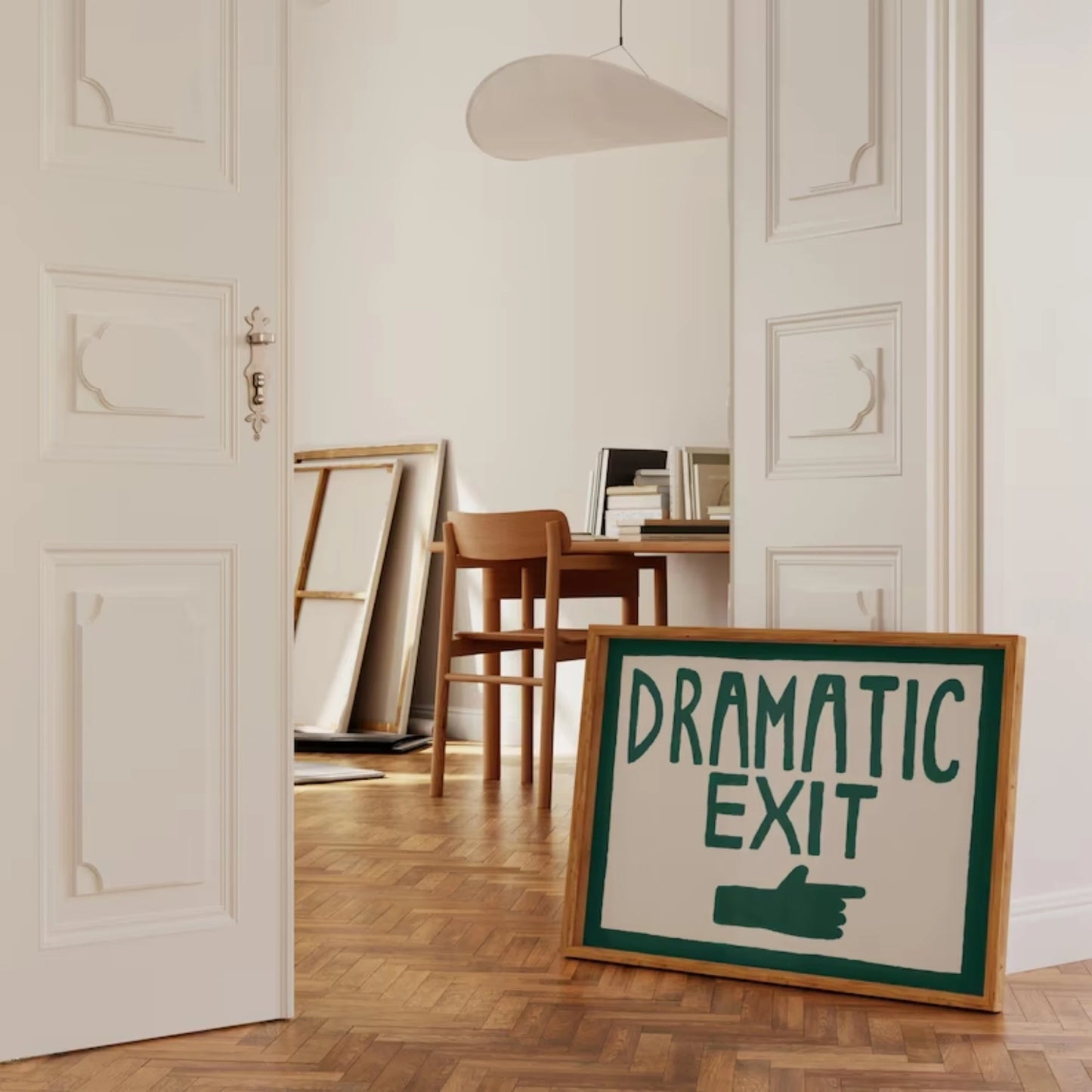Funny Hallway Print Dark Green Dramatic Exit Wall Art Print Canvas Painting Poster Picture For Living Room,Bedroom Home Decor Peaceful Pleasures Health and Wellness